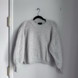 ASOS Gray Crew Neck Sweater with Balloon Sleeves
